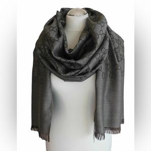 Gucci wool silk scarf (black/grey)